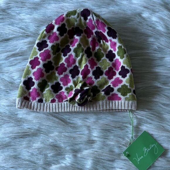 NWT Hello Dahlia Cashmere Silk Knit Beanie in Multicolor Print - Picture 3 of 5